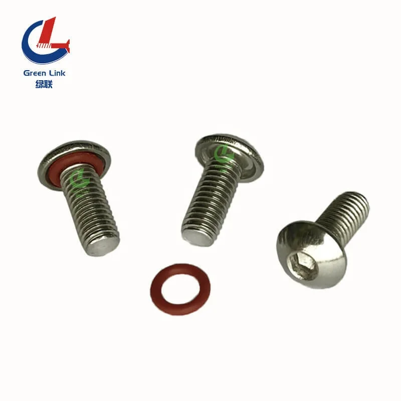 Stainless Steel Sealing Screw With Rubber Ring Ss304 Ss316 Button Head Sealing Screw
