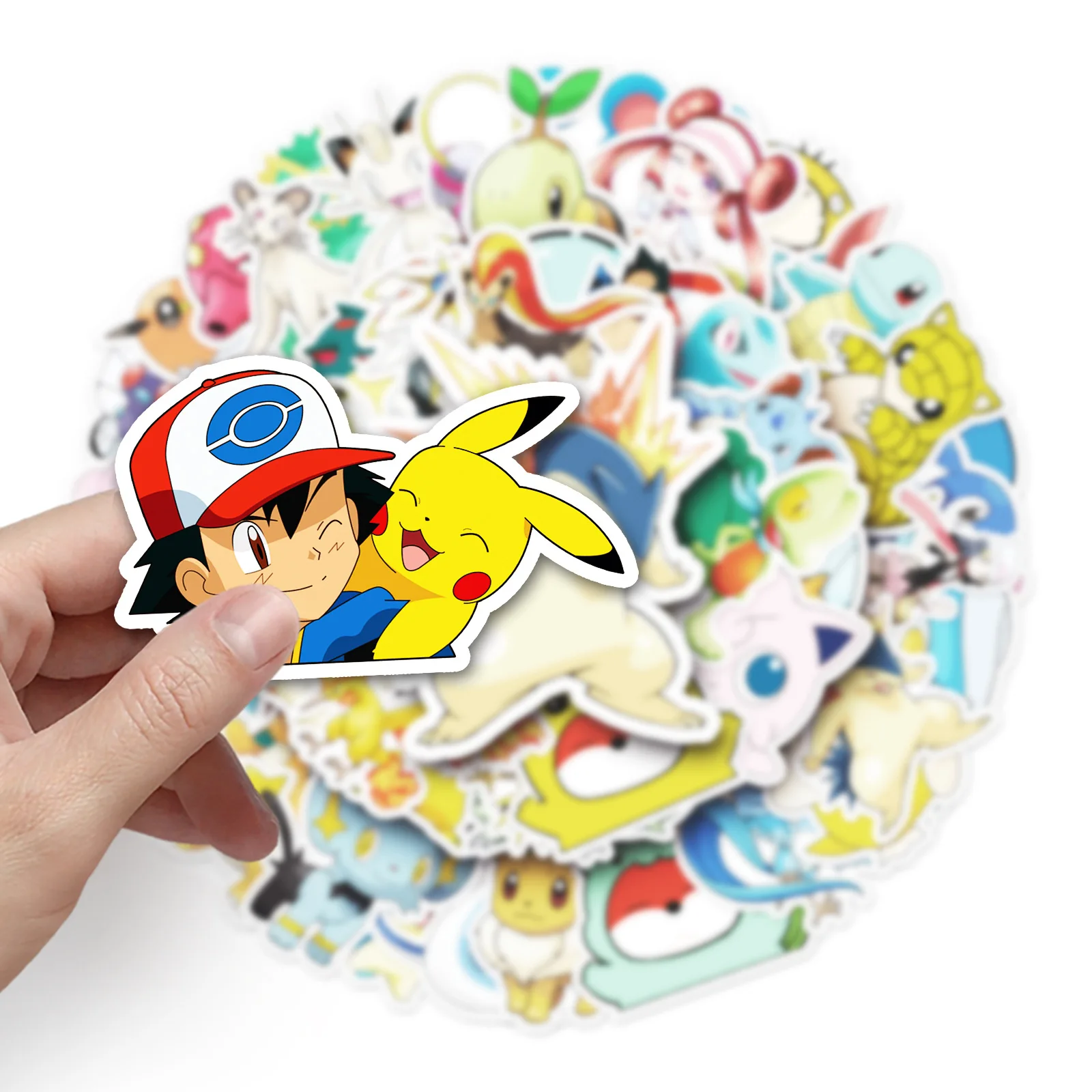 wholesale 50pcs High Quality Mobile Phone Die-cut Self-adhesive Vinyl PVC Manga Sticker Printing Pokemoned Anime Stickers