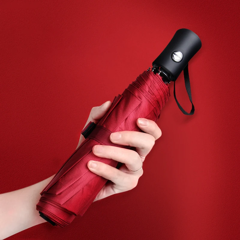 DD3505 Factory Custom 8K 3Fold Automatic Affordable Windproof Extra Large Pongee Umbrella for Business LOGO Rain Sun Protection