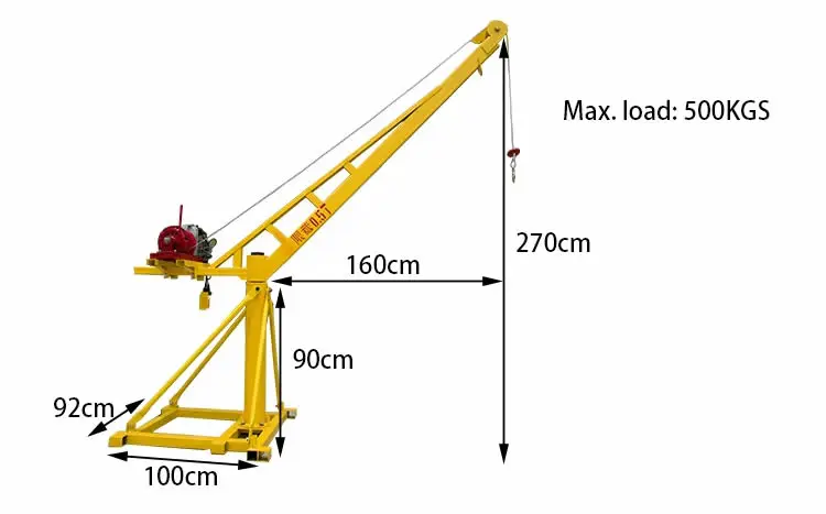 500kg Lifitng Crane Price Construction Equipment Small Lift Crane Mini Crane for Sale