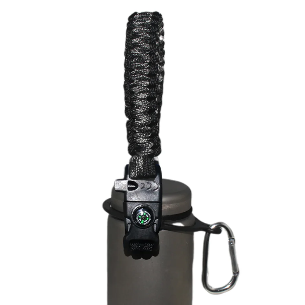 2020 Camping Equipment Outdoor Survival Paracord Bottle Handle, Climbing Carabriner Custom Logo Sport Water Bottle Buckle