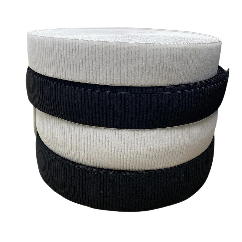 Spot promotional oem low price knit 2.5-5.0cm black white tank pattern elastic band