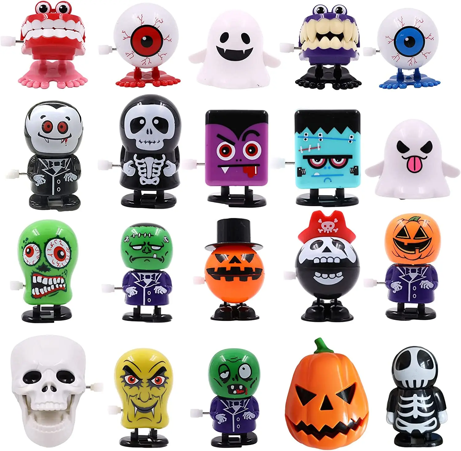 Halloween Windup Toys Cartoon Wind-up Ghost Rotating and Walking Clockwork Toys Set Goody Bag Filler for Kids