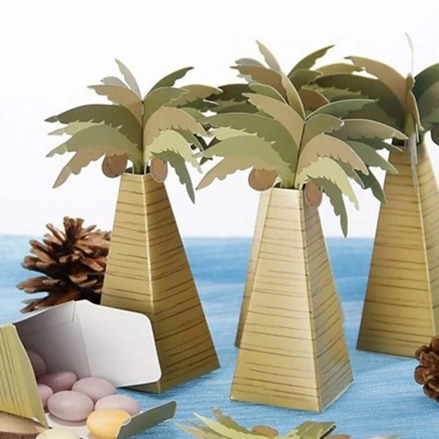 Wholesale Mini Coconut Tree Shape Baby Shower Candy Box Party Favors Coconut Tree Candy Gift Box