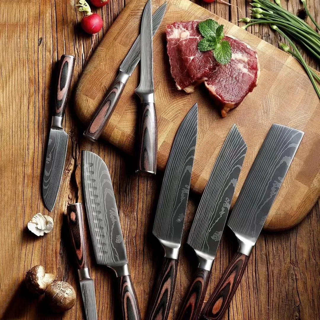 Hot selling Japanese kitchen knife set accessory stainless steel chef knife professional resin handle kitchen knives set