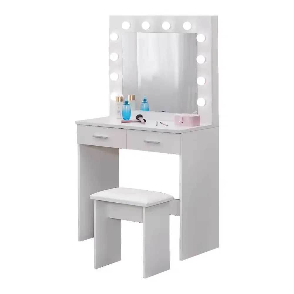 Hot Sale Multi-functiona Wood Makeup Vanity Table Set Nordic Dressing Table Bedroom Furniture Simple Bedside Dresser For Bedroom