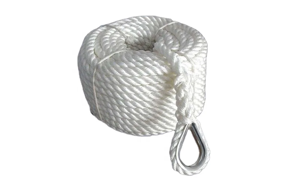 high duty 3 strands polyester twist rope dock line marine towing anchor rope