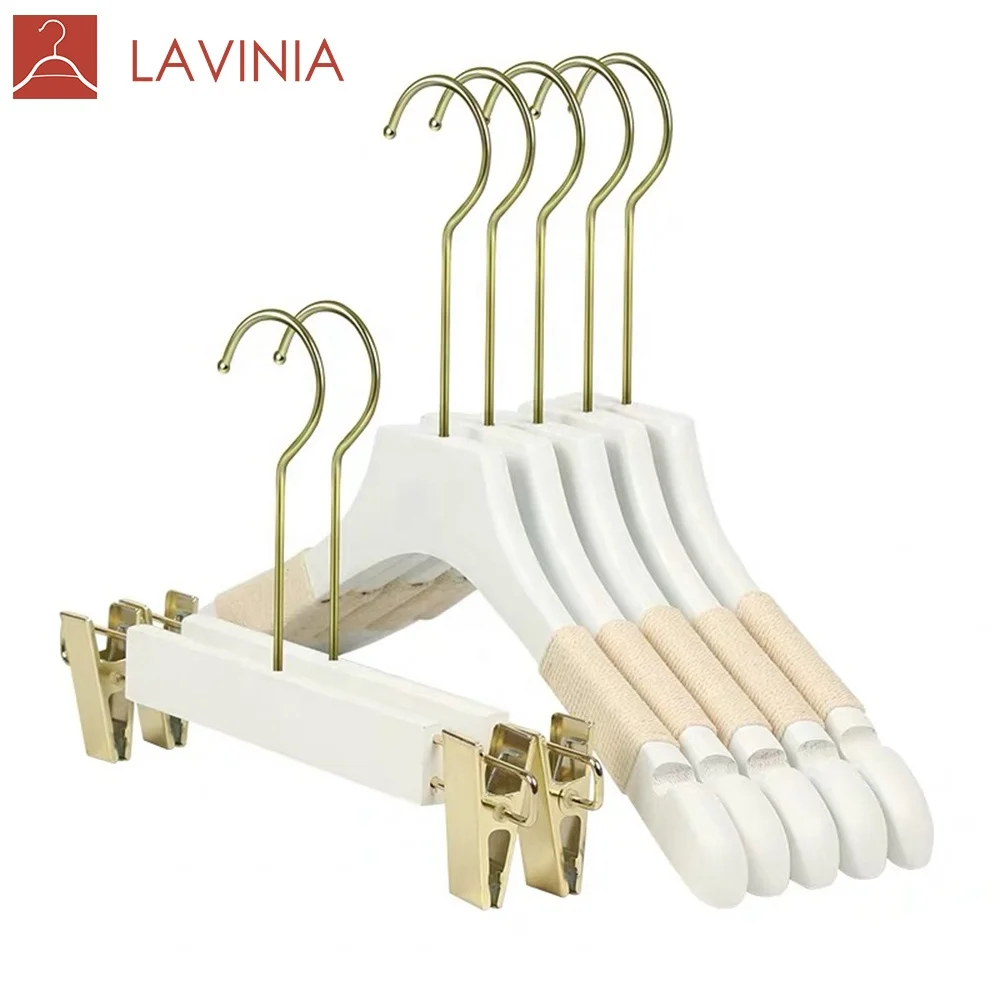 Gold hook wooden trouser hanger rack