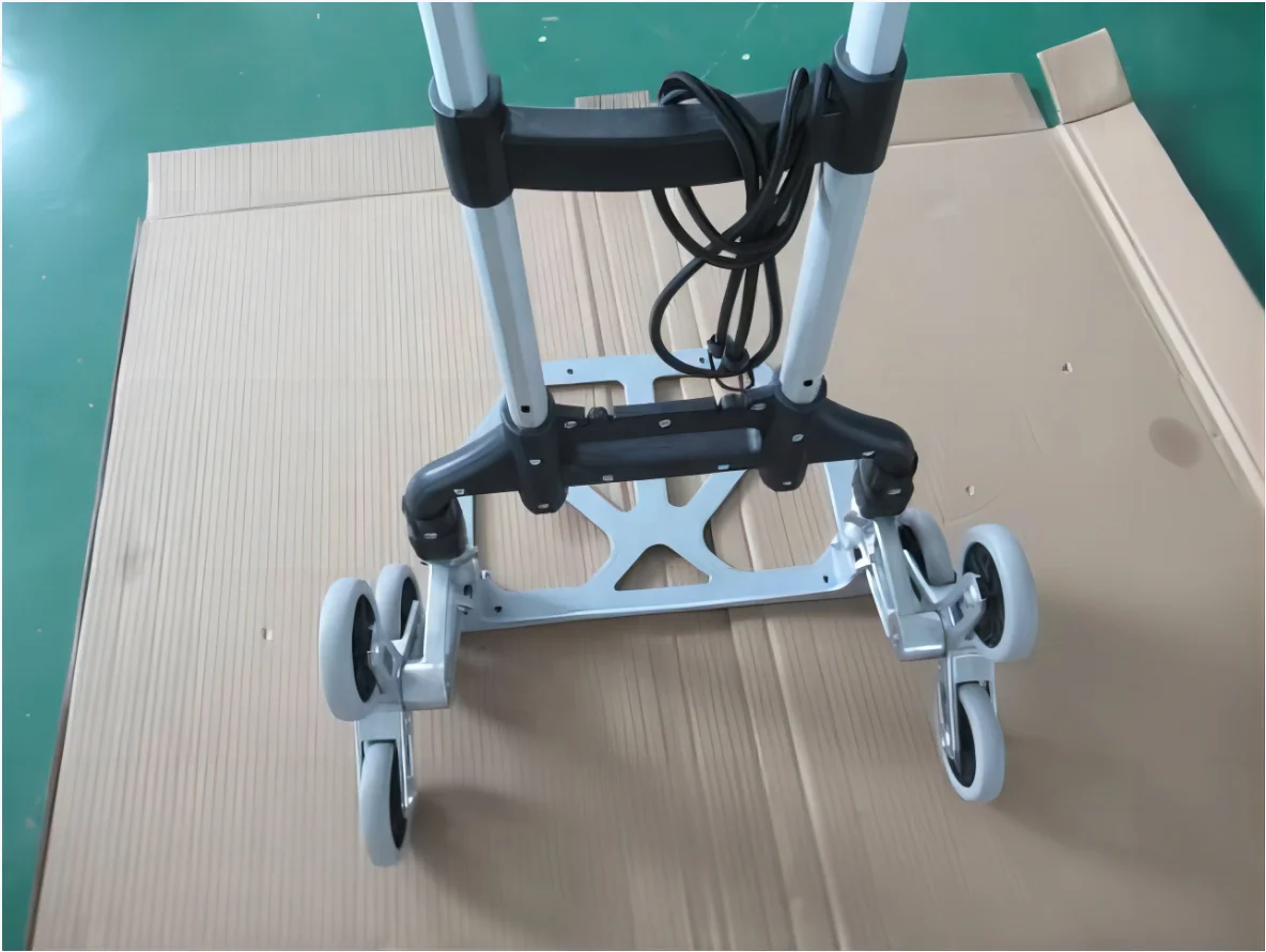 Aluminum Hand Carts, Folding portable auto stair climbing trolley Hand Truck with 6 Wheels for Luggage, Travel, Moving, Shopping