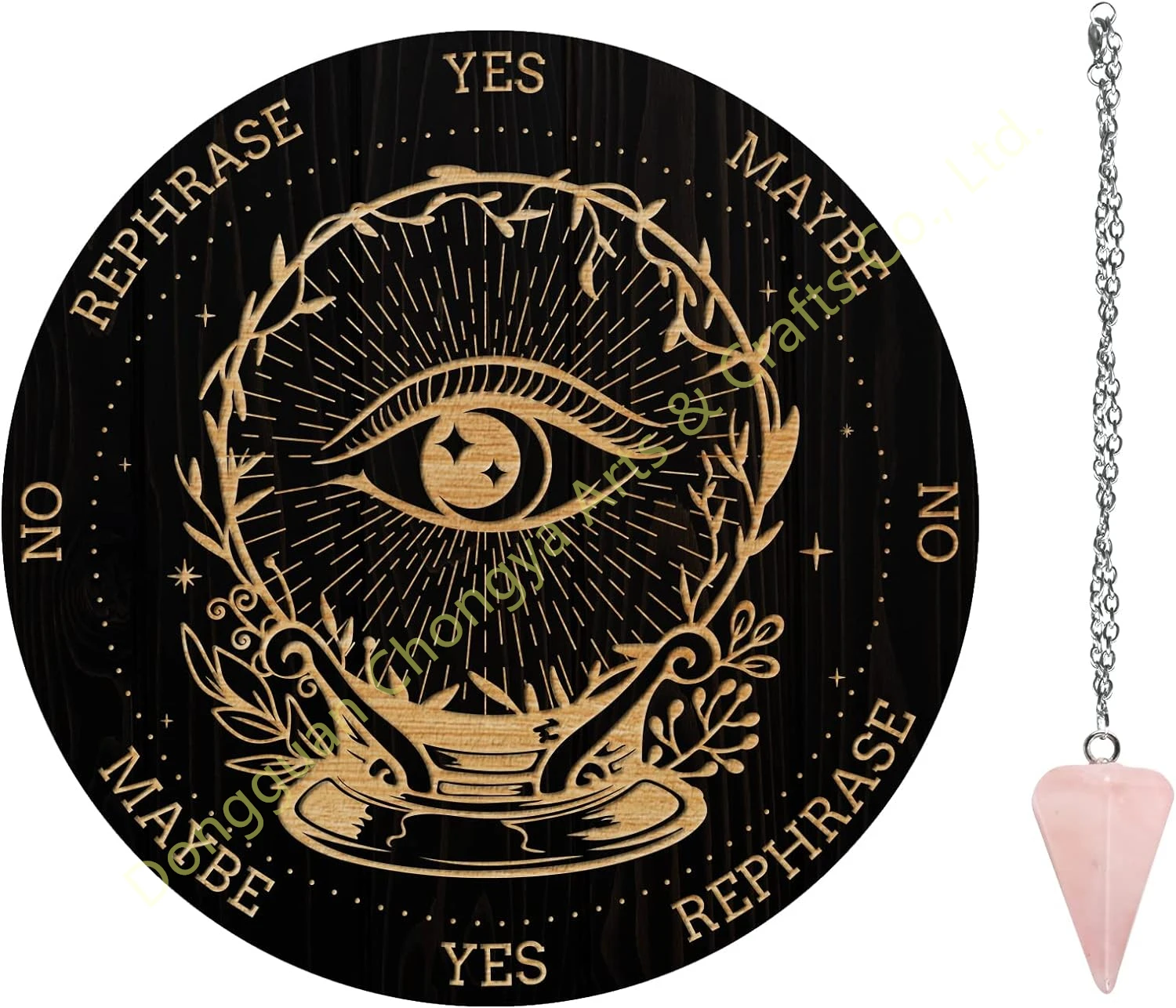 6IN Wooden Pendulum Board With Moon Phase for Answers Witchcraft Divination Tools for Spirit Witch Altar Decor Dowsing Pendulum