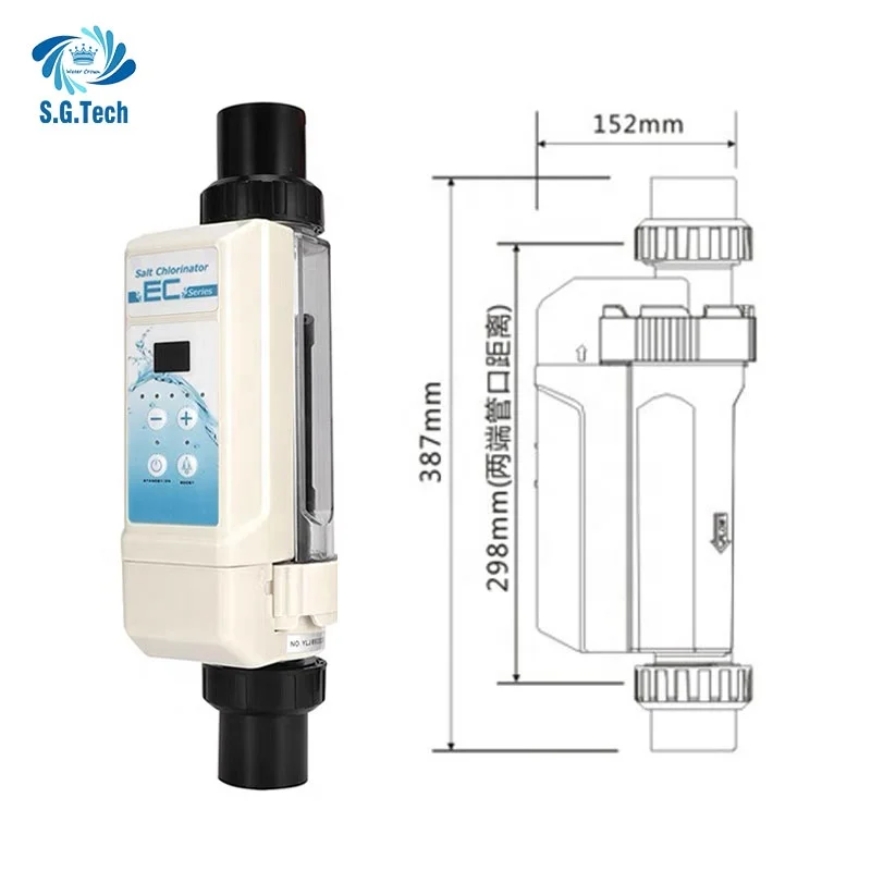 High efficiency 5G,15G,30G,50G/Hr Salt Chlorinator Swimming Pool Salt Chlorinator Cell WATER CROWN Chlorine Generator