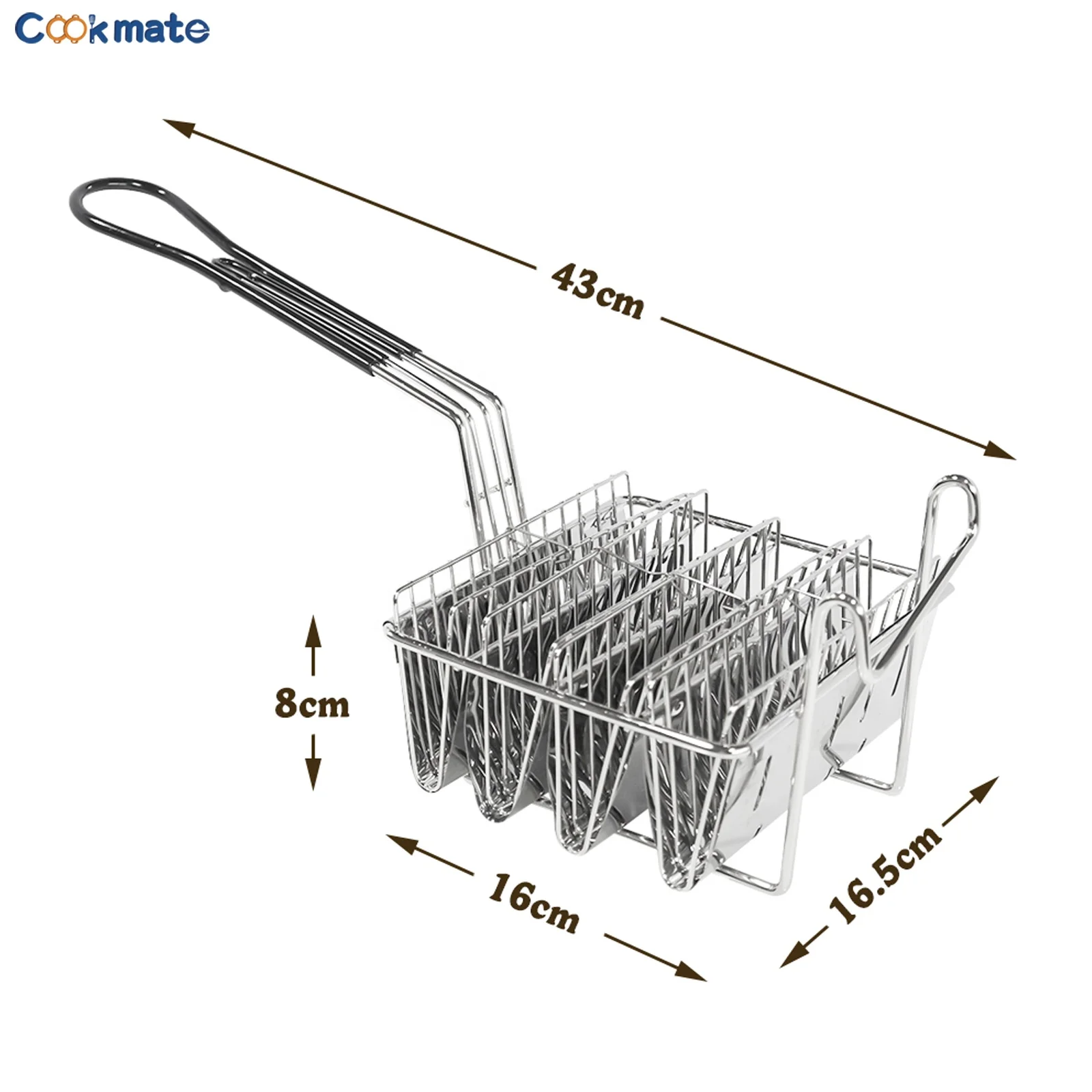 2024 Cookmate Wholesale Kitchenware Small TACO Shell Rectangular Deep Fryer Wire Basket