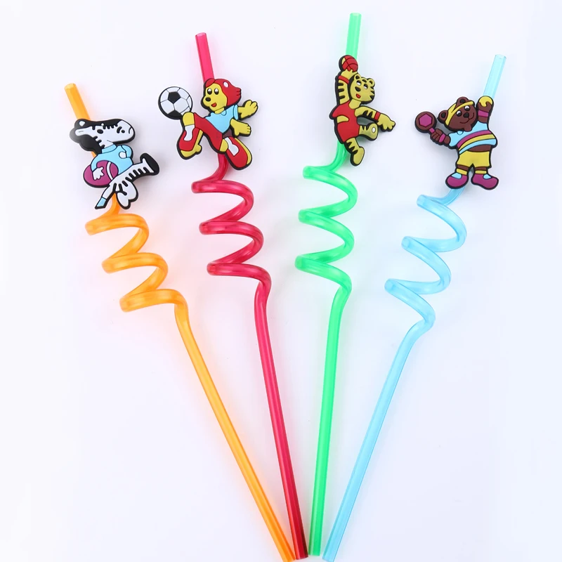 Красочные кудрявые милые соломинки для детского дня рождения, многоразовые пластиковые соломинки для питья, набор длинных соломинок