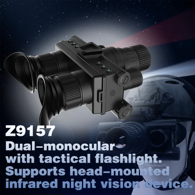 Night Vision Hunting Binoculars Head Mounted Helmet Night Vision Goggles with Tactical Flashlight with CE FCC ROHS