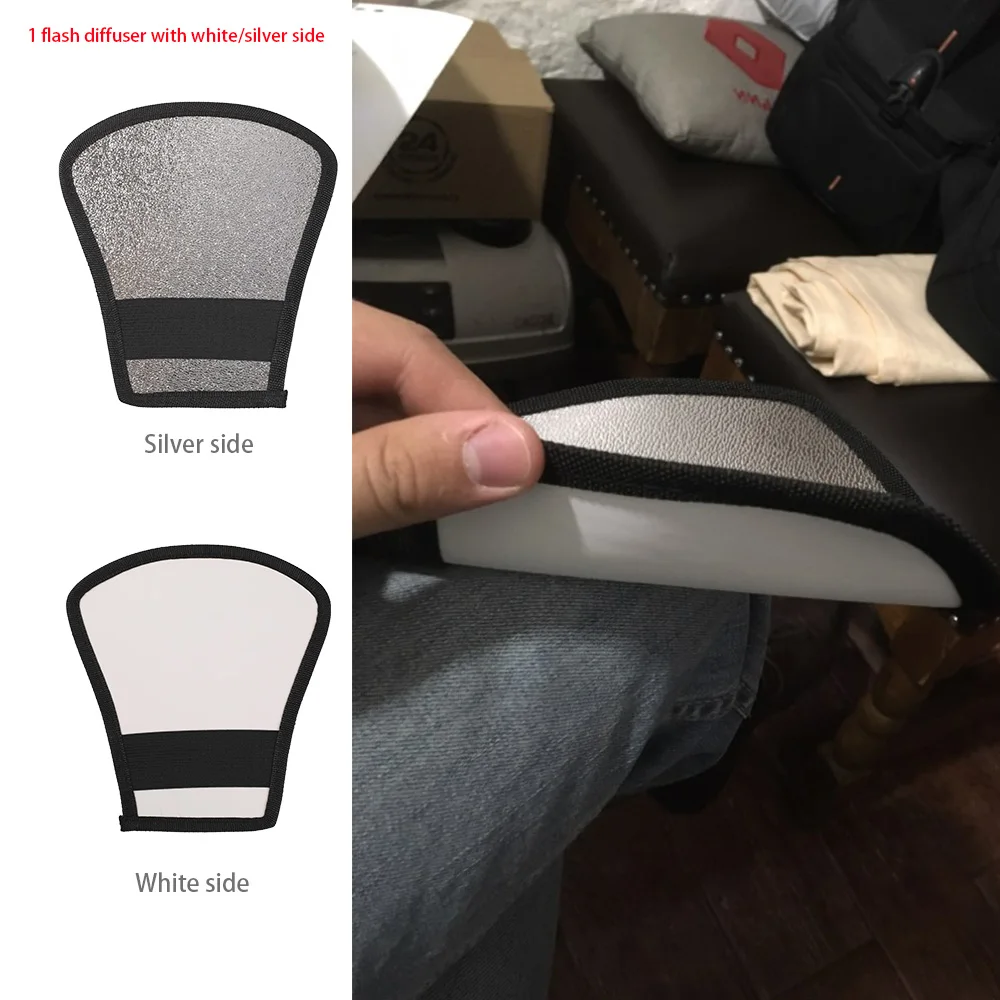 Photography Accessories 2 in 1 Silver White Light Reflector Flash Diffuser For Canon/Nikon/Sony/Yongnuo/Minolta/Pentax