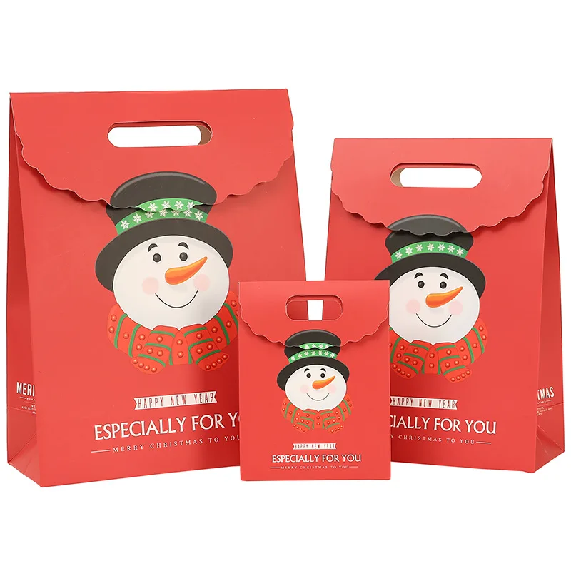 2024 New Design Tote Bag Merry Christmas Red And White Gift Bags Bio-degradable Packaging Bag