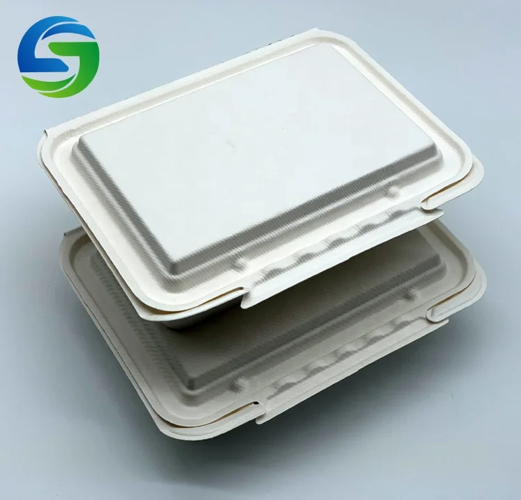 6 x 9 Inch Eco-Friendly biodegradable disposable sugarcane bagasse packing food container Food Delivery Box