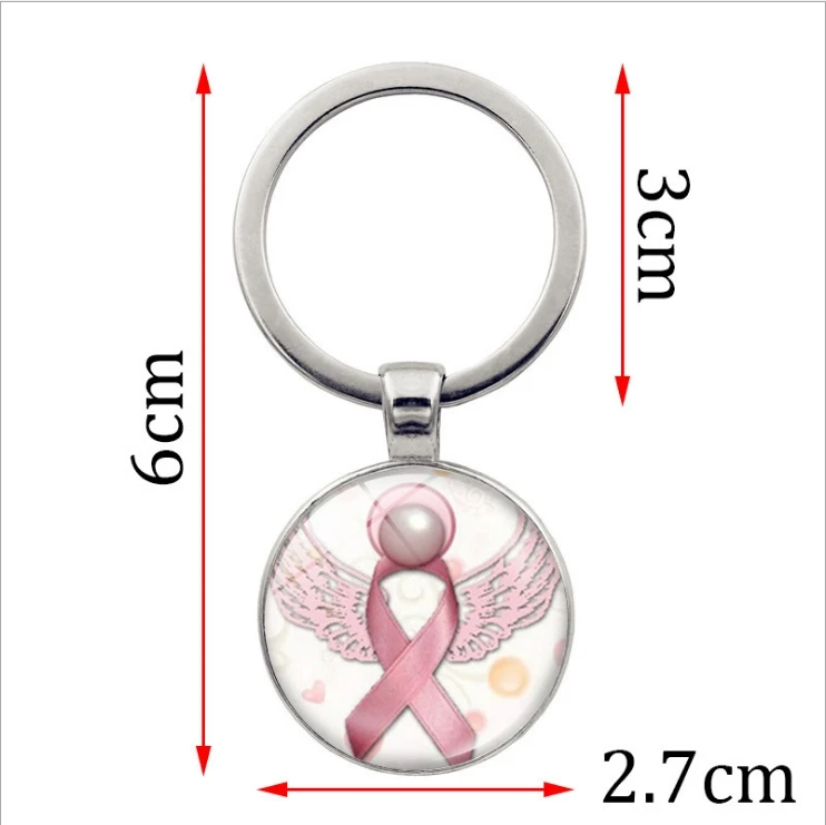 Изготовленный на заказ образец брелок для ключей в виде рака молочной железы с мягким именем и эпоксидной красной лентой