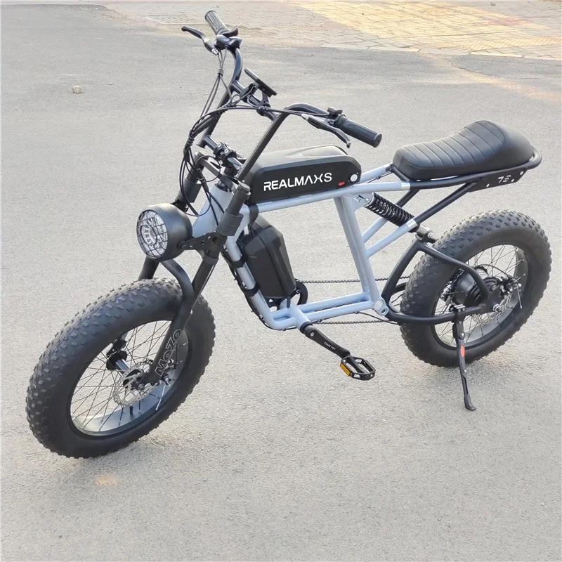 2022 Powerful REALMAXS 48V 1000W Mid Drive Ebike 20AH Full Suspension Electric Bike 20Inch Fat Tire Mountain Ebike
