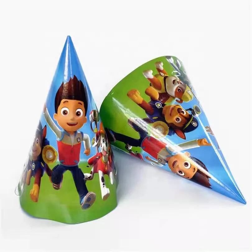 A variety of cartoon blue party hats 20*14cm white cardboard birthday hats 6 Coco paper hats Party theme