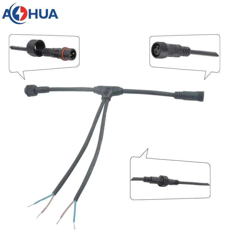 Factory 2 3 4 Pin 1 to 2 led strip light male female waterproof connector Y type cable splitter connectors