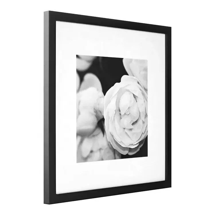 Gallery Perfect Gallery Wall Kit Square Photos with Hanging Template Picture Frame Set of 12 Black 9 Piece Iron MDF Wood