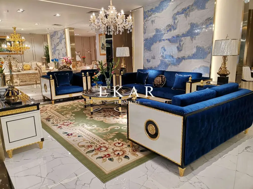 Orthopedic Luxury Foldable Big Fluffy Sofa Dog Royal Blue High End Luxurious Cushion Case Interior Italy Single Set