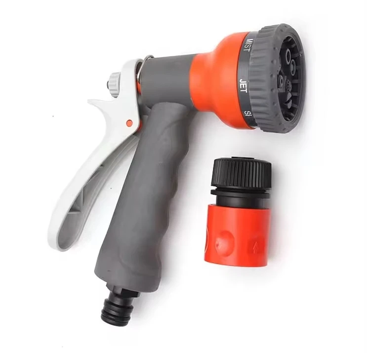 High quality ABS PP TPR 7 Function Garden Flexible Hose Nozzle Spray Water Gun With Quick Connector Set