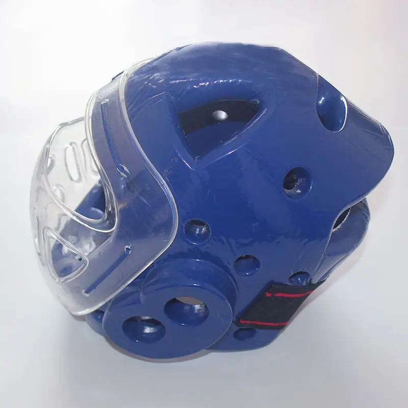 Sample free shipping custom logo martial arts head guard taekwondo helmet with mask for training
