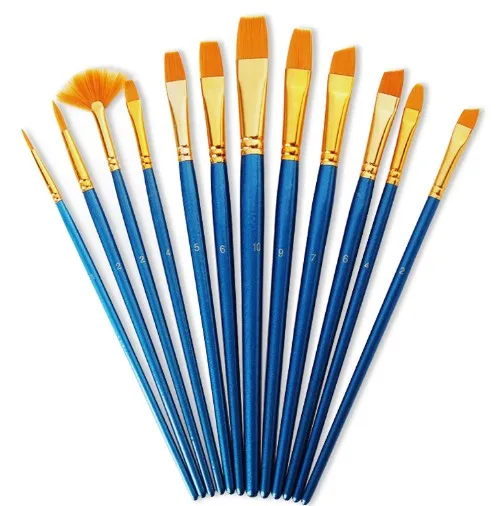 12 Pieces Paint Brushes, Artist Paint Brushes Sets for Watercolor Acrylic & Oil Paintings Perfect for Painting Canvas, Ceramic