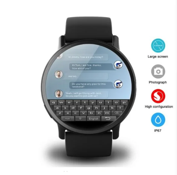 Ecg Durable DM19 Smart Watch Popular Wholesale Fashion IP67 Depth Waterproof 4G Android 7.1 AMOLED Electronic Silica Gel 640x480