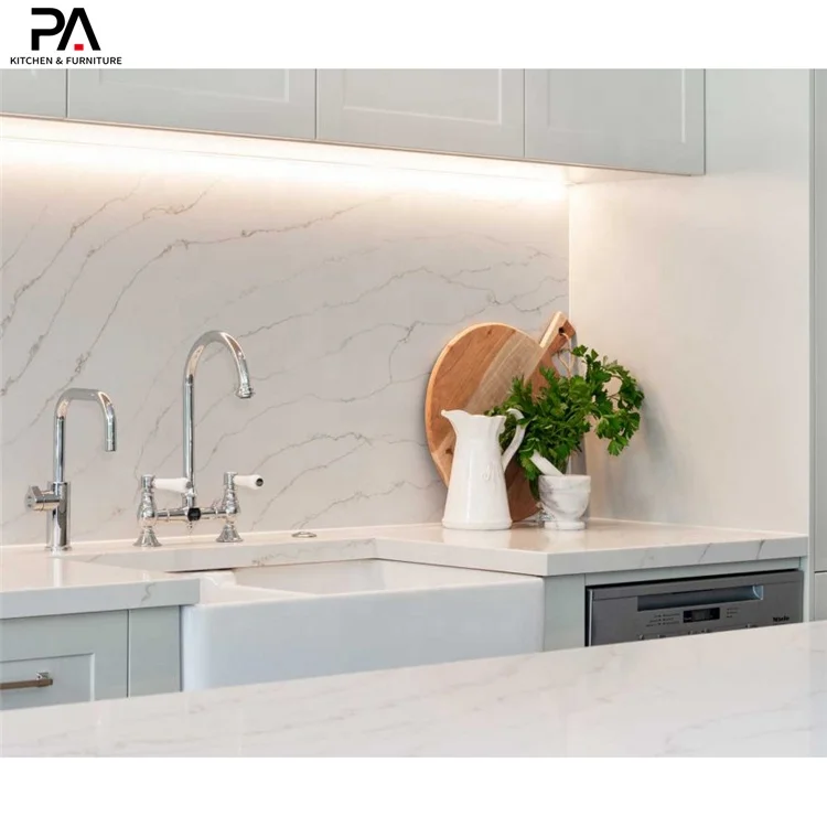 PA European custom vintage island design white shaker storage kitchen cabinets