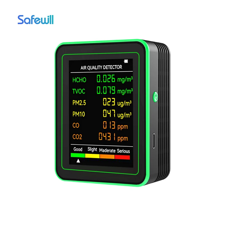 Safewill Tuya Air Quality Detector 6 in 1TVOC  CO2 CO HCHO PM2.5 PM10 Wifi Air Quality Monitor Meter