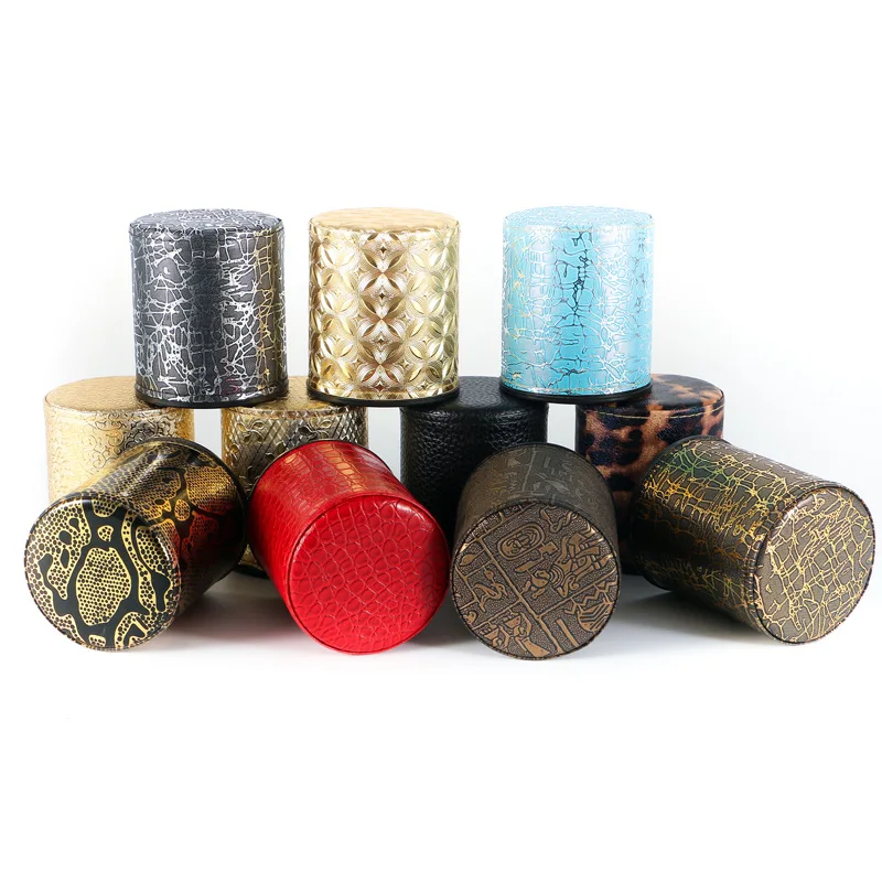 Factory wholesale leather dice cup custom logo alloy texture entertainment dice cup