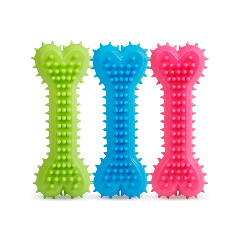 2022 Hots TPR Rubber Dog cat Bone Shape Toys Molar Cleaning Teeth  Durable Dog Chew Toy