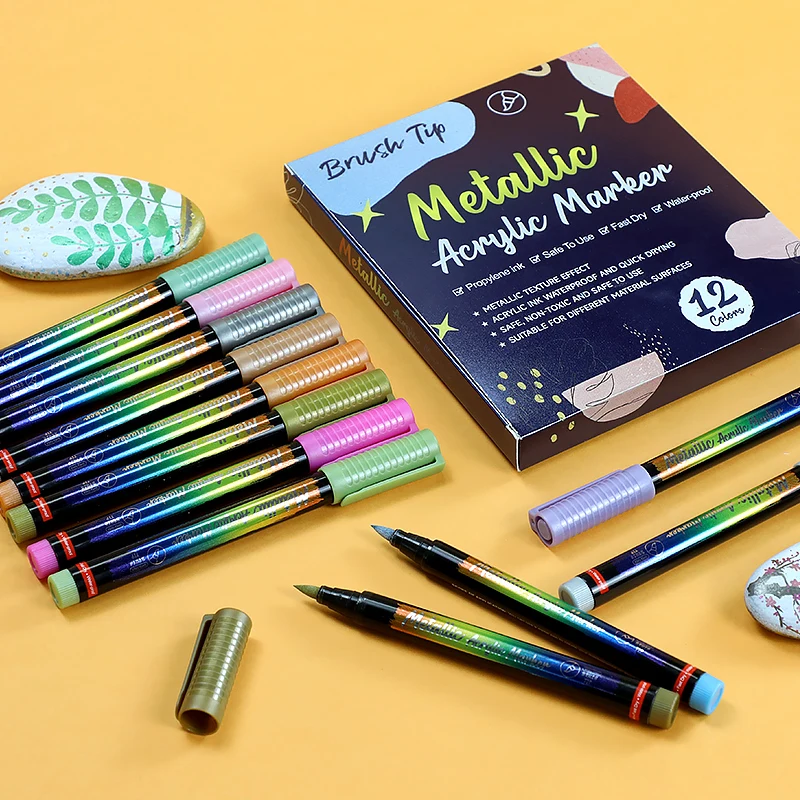 Artistro Acrylic Paint Pens Marker 12Color Fabric Markers Permanent Set De Marcadore Sketch Pen For Wall Art