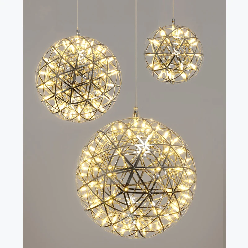 Modern Chandelier Spark ball LED Pendant Light fixture Firework Ball stainless steel pendant Lamps home decorative lighting