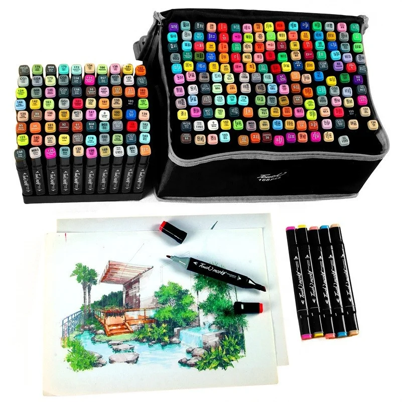 Premium 80Color Marker Pen Set with Nylon Bag for Children s Handpainted Artwork DoubleHeaded Watercolor Pen Kit