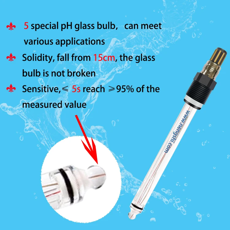 Длительный срок службы, стабильный чувствительный высококачественный стеклянный корпус, онлайн pH-датчик, pH-электрод, pH-зонд, от-15 до 130 градусов Цельсия
