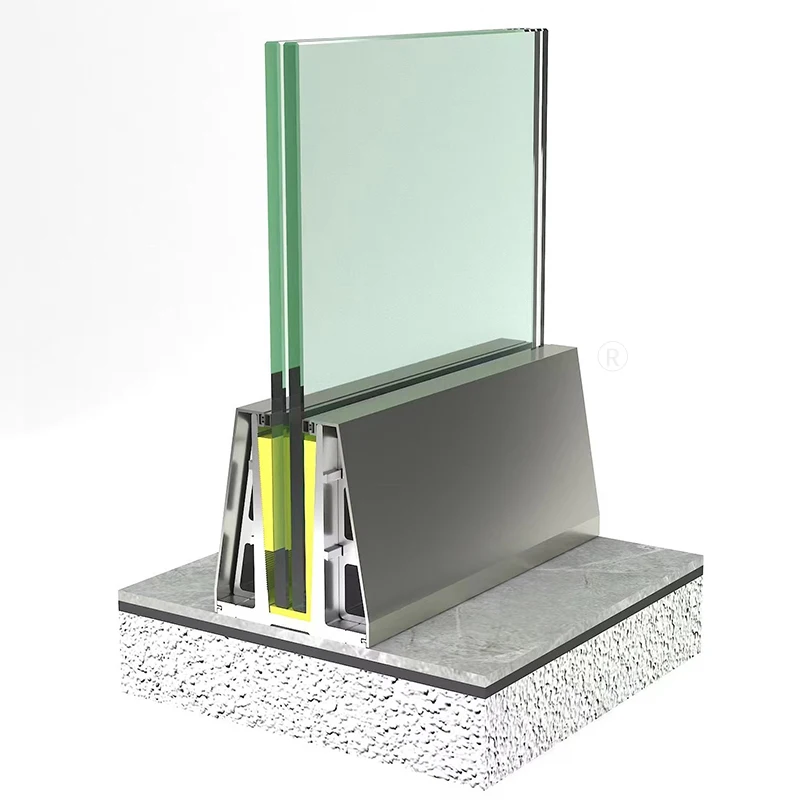 Villa scenic area new glass railing balcony fence thickened aluminum alloy base glass guardrail slot