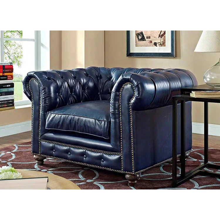 Classical drawing room Home furniture black leather office waiting hall sofa set