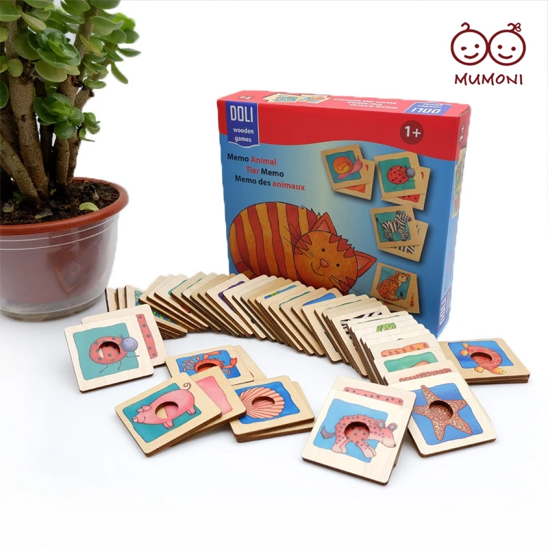 Perfect design animal skin matching toy funny animals cognition game 48 pieces wooden matching puzzles