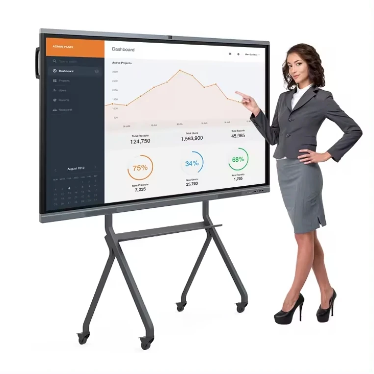 Hot Selling Digital Smart Flat Panel Board 4K Display TV Screen 65 75 86 inch Portable Interactive Whiteboard for Classroom