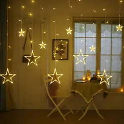 2022 New Year Star String Lights LED Garland Fairy Curtain Light 2.5M Outdoor Indoor Bedroom Home Party Wedding Ramadan Decor