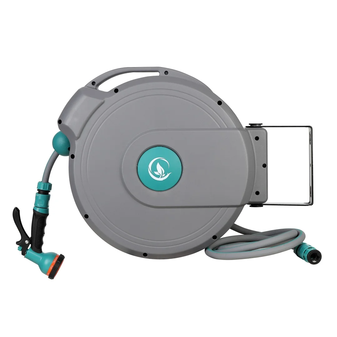 GARTENKRAFT 20M 1/2' Wall-mounted Retractable Automatic Garden Water Hose Reel Ideal For Driveway