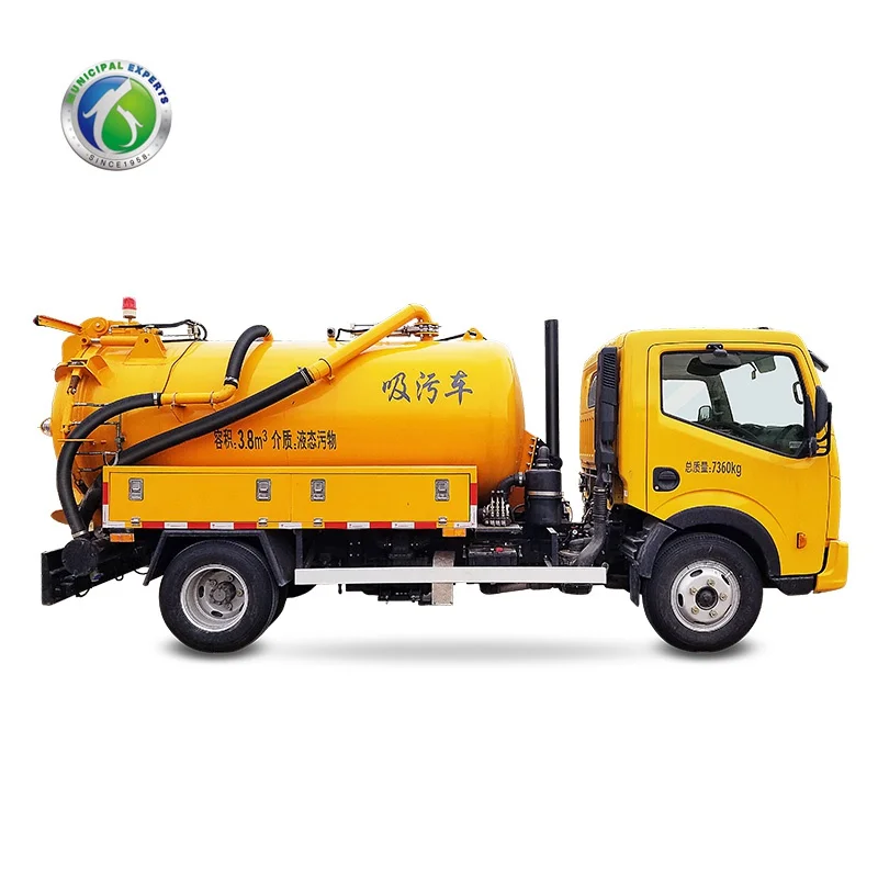 Chinese factory 4x2 dongfeng 4cbm liquid ring vacuum pump suction sewage and dust truck
