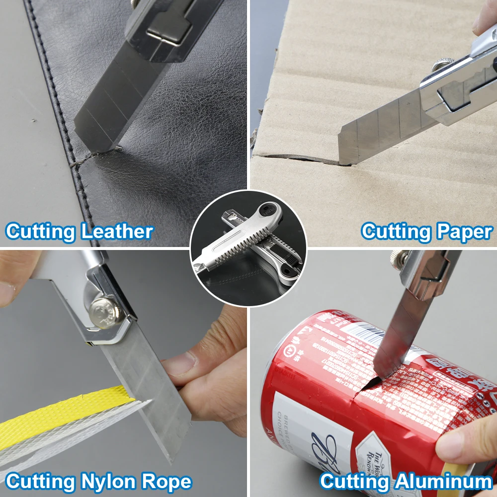 AMPCOM Utility Knife Industrial Heavy Duty Cutter Blade 5 Pcs Storage 0.6mm Thickness Stainless Steel No Rust Handcraft Tool