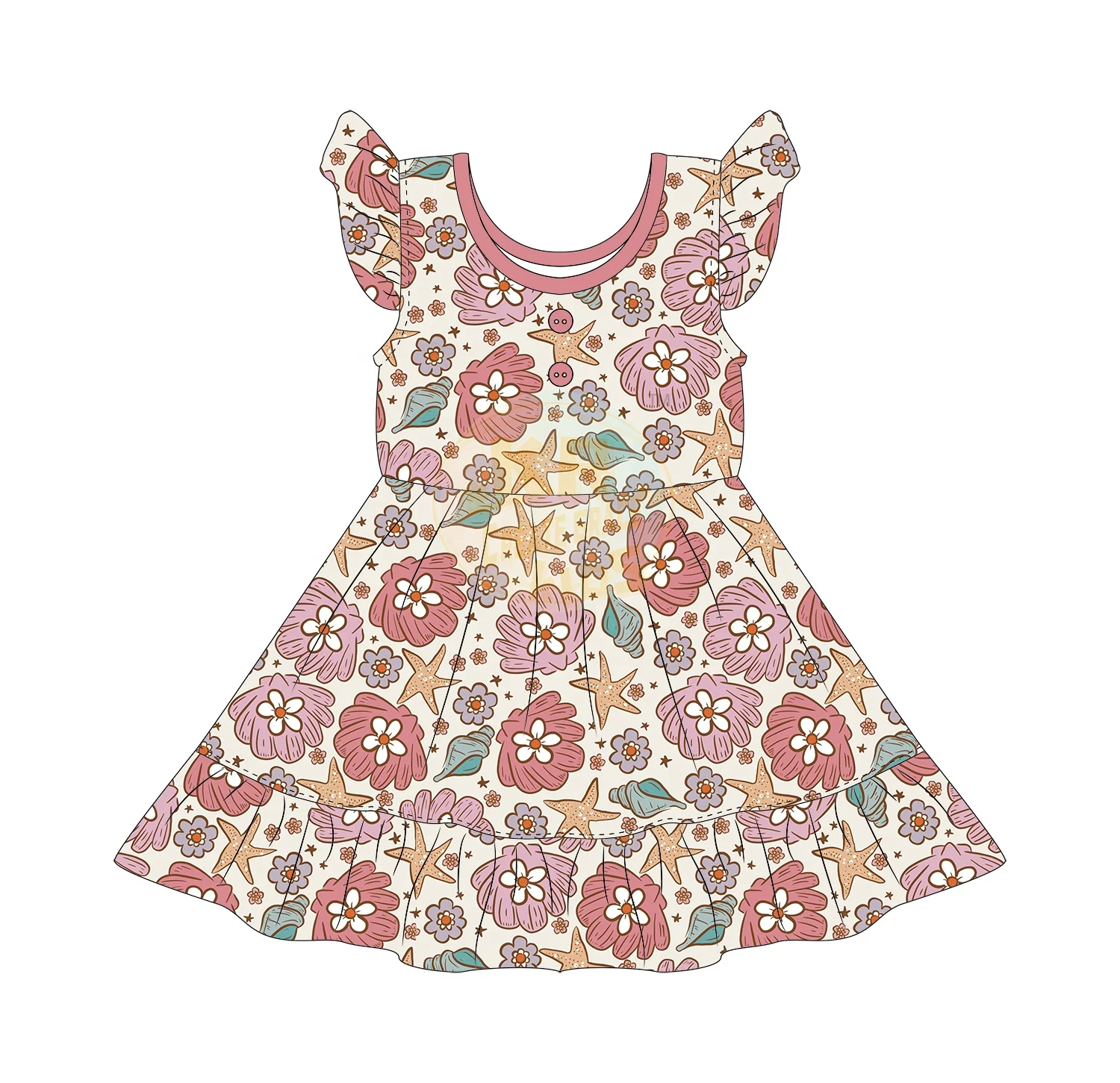 Summer Cute Toddler Girl Dress Floral Printing Girls A-line Dresses Baby Girl Knee-length Dresses For Children