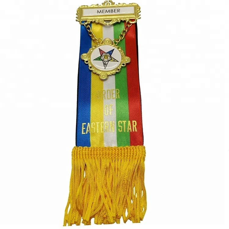 Wholesale  Masonic Order Of Eastern Star Badge with Ribbon, OES Ribbon Badge In  Store