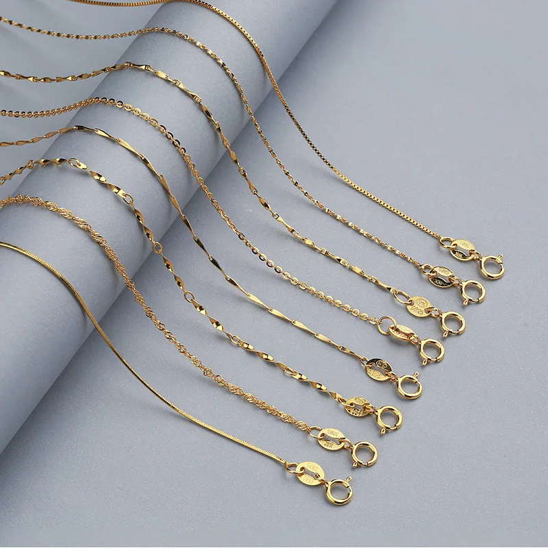 Wholesale Fashion Silver Necklace Jewelry 925 Sterling Silver Necklace Set Gold Plated Chain Necklace Custom Jewelry Women